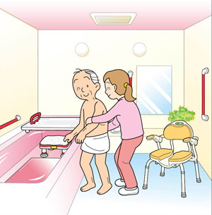 介助してもらって入浴する方に合わせた浴室