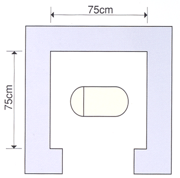 和式トイレの最小スペース（内法寸法75×75cm）