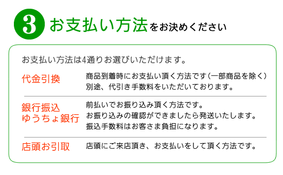 お支払い方法をお決めください。