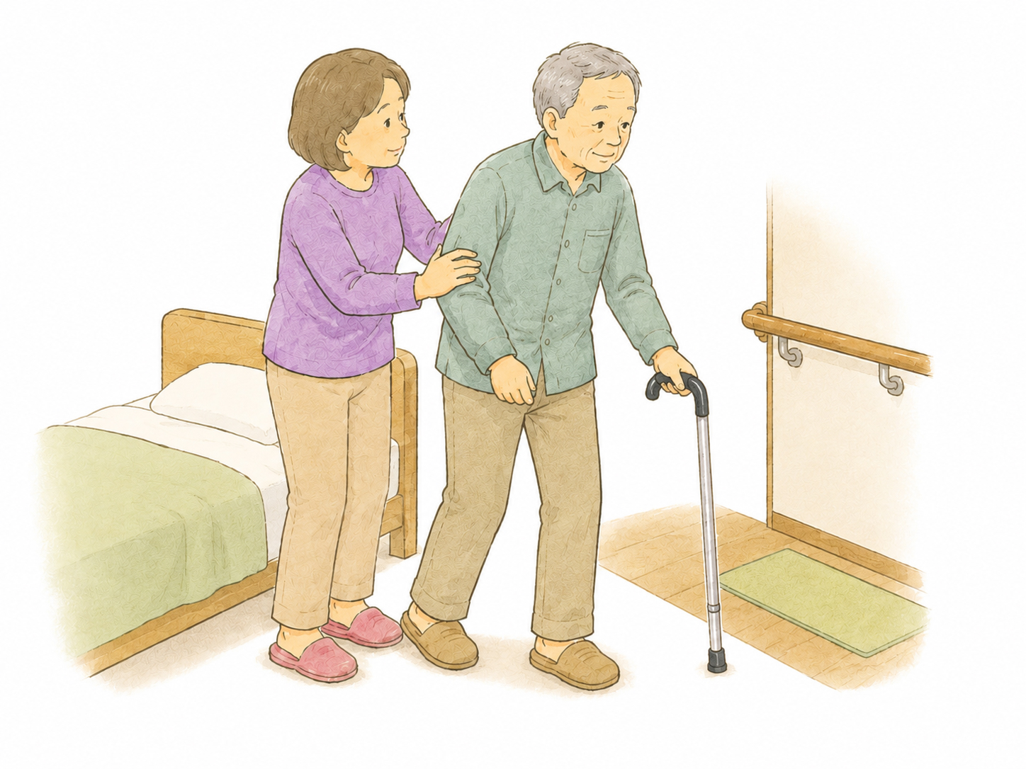 疾患・術後などで退院後の生活を表したイラスト