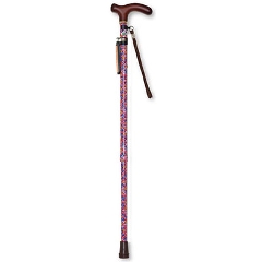 プリントステッキ10段階調整 杖ピタ付き 伸縮杖 長さ72〜94.5cm 身長約140〜185cm