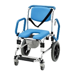コンフォートシャワーキャリアー 可動式ひじ掛付き HT6130 ブルー シャワーキャリー・水廻り用車椅子