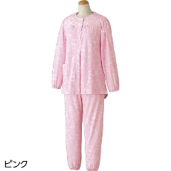 婦人用ホックボタンパジャマ　やわらか年間素材　800171　S〜4Lサイズ