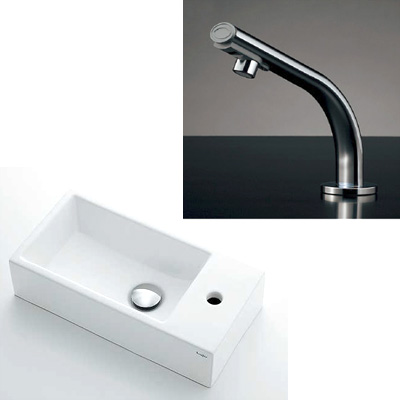 小型電気温水器(センサー水栓つき)壁掛洗面器（493-083）セット 介護 
