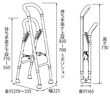 コンパクトサイドケイン HKS01 軽量1.3kg 多点杖 の説明