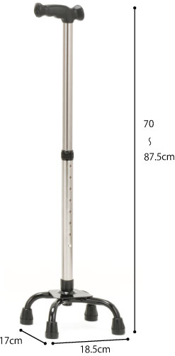 機能型クウォードケイン 4点杖 スモールベース 標準(長さ700～875mm)の説明