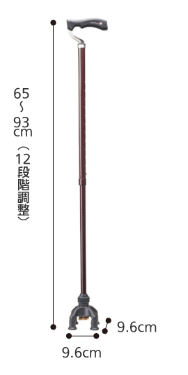 四点前後可動固定式２ウェイステッキ TW-0128のサイズ