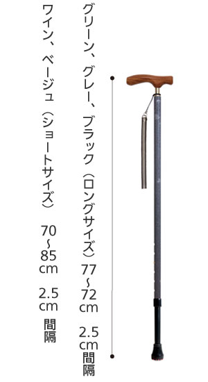 シナノ 伸縮杖 和彩 花鳥風月
のサイズ