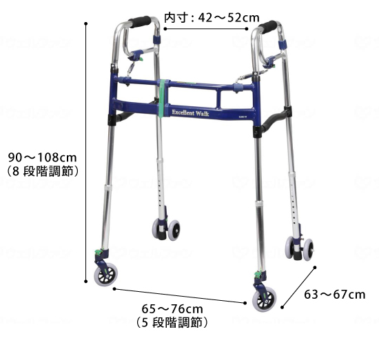 歩行器 ニュースライドフィットEX 超ハイタイプ 前輪・後輪4インチキャスタータイプ HT-0294WTの説明