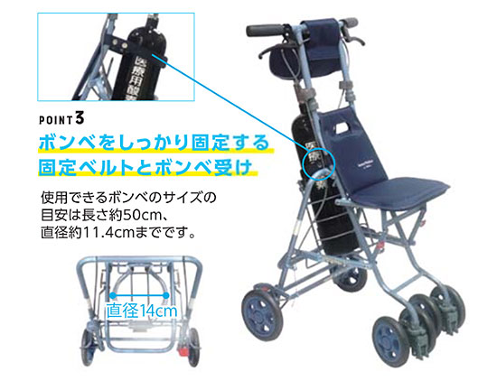 サニー酸素ボンベカー 島製作所 シルバーカーの説明