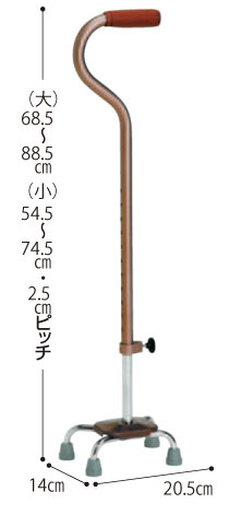 四脚杖 四脚杖 スモールベース 四点杖 大 TY142DLの説明