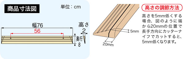 段差スロープEVA #20 1.8～2.2cmの段差に対応 室内用の説明