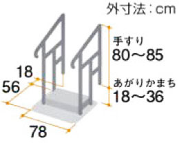 あがりかまち用たちあっぷ 両手すりステップ台付き CKE-01の使用例
