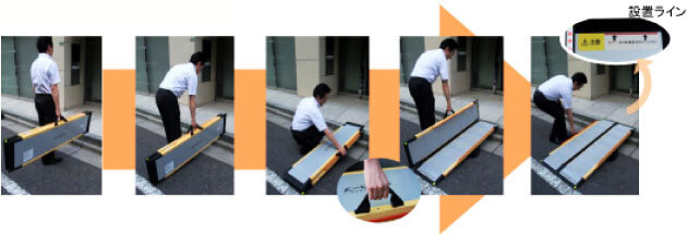 ケアスロープ 長さ175cm エッジ付き段差解消屋外用スロープ