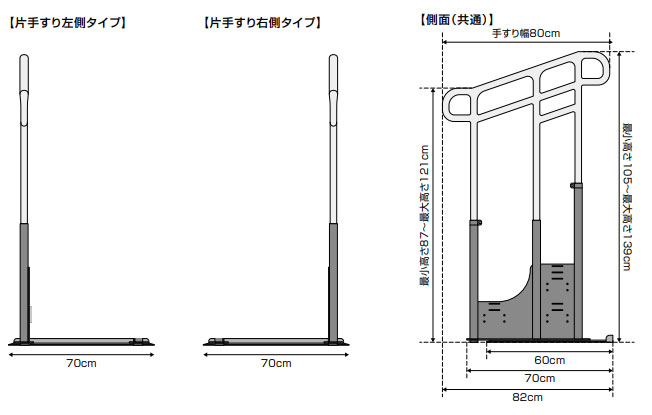 ルーツアウトドア 玄関手すり ステップ台なし 片手すりタイプ｜玄関 
