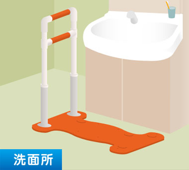 つかまり手すり（水廻り手すり） HUH09 片手すりの説明