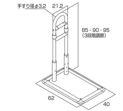BS小桜 コンパクトタイプ置くだけ手すりの寸法図
