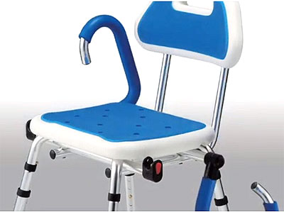 シャワーいす（可動式ひじ掛け・座面角タイプ）HS4510 シャワーチェアの説明