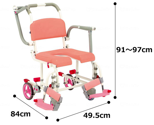 トイレキャリー SW-21W デラックスタイプ トイレ用車椅子の寸法図