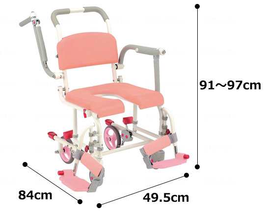 トイレキャリー SW-21S デラックスタイプ トイレ用車椅子の寸法図