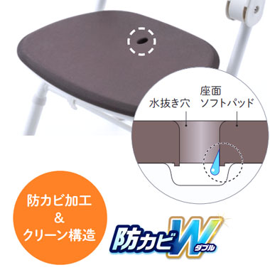 安寿 楽らく開閉シャワーベンチ Sフィット もちぷる 背もたれ