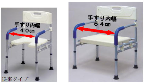 シャワーベンチすま～いるワイドタイプ FCRSWの従来タイプとの比較