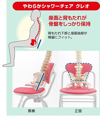 やわらかシャワーチェア クレオ 折りたたみ 背もたれ付き 幅46cm