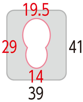 パナソニック ポータブルトイレ 座楽 ラフィーネ前後傾斜脚ゴム付き プラスチック便座の寸法図