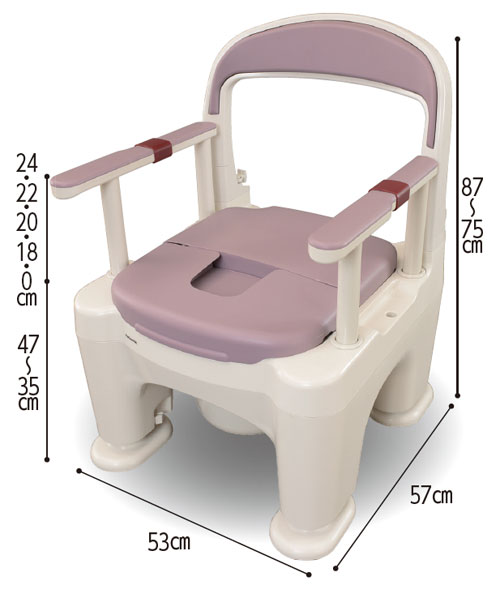 パナソニック ポータブルトイレ 座楽 ラフィーネ前後傾斜脚ゴム付き