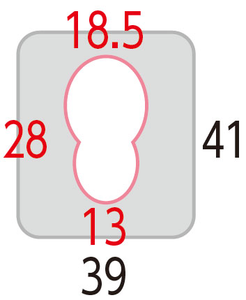 パナソニック ポータブルトイレ 座楽 ラフィーネ前後傾斜脚ゴム付き ソフト便座の寸法図
