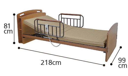 電動介護ベッド ラクセーヌST910CT 1モーター WUプロファイルマットレス付きの寸法図