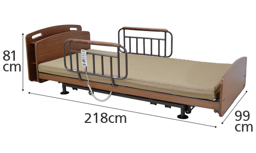 電動介護ベッド ラクセーヌST910CT  2+1モーター WPポケットマットレス付きの寸法図