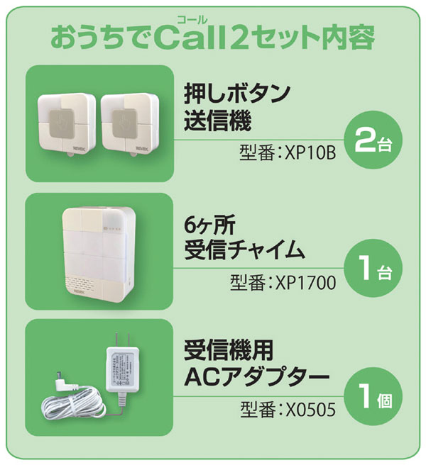 介護呼出しチャイム おうちでコール2 XP1710B-25｜介護用呼び鈴・チャイム｜介護用品の通販・販売店【品揃え日本最大級】- 快適空間スクリオ