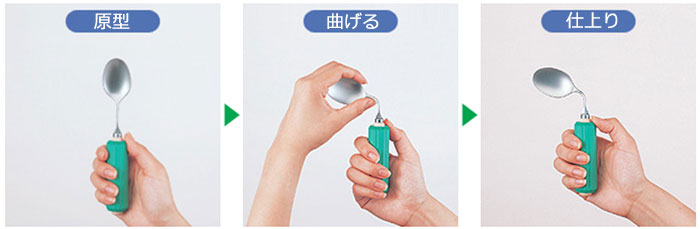 介護食器 曲げ曲げハンドルスポンジ付(スプーン・フォーク兼用大) 2本セット