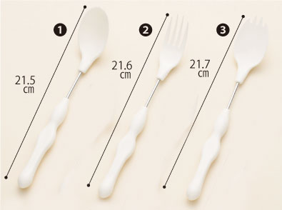 首が曲がるスプーンフォーク かるまげ35 3本セット大 介護食器の説明