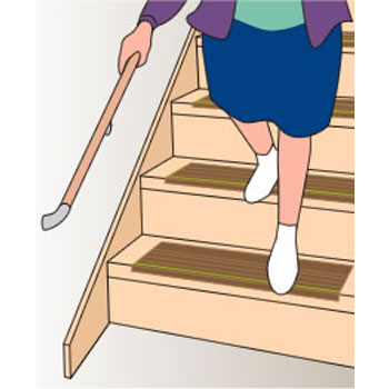 ダイヤタップ 屋内用 20×50cm(14枚セット) 蓄光ライン入りゴム製階段用すべり止めマット
