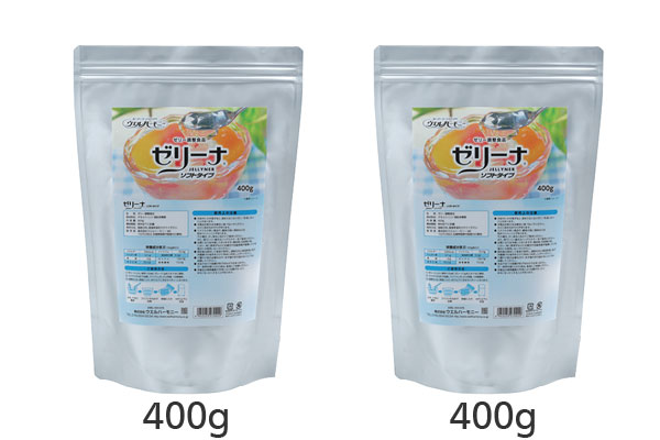 嚥下補助ゼリー調整食品 ゼリーナ ソフトタイプ 400g×2袋の説明