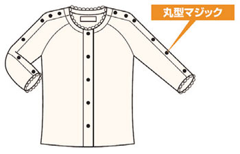前開き両肩腕開き7分袖シャツ 婦人用 No.53丸型マジック 2着セットの説明