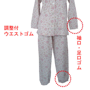 婦人 やすらぎパジャマ 大き目ボタン使用の説明