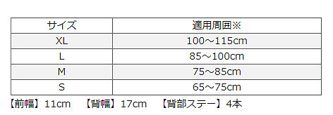 bonboneぴたコルスタンダード 腰サポーターの寸法図