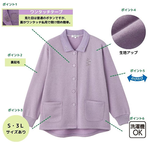 裏起毛ワンタッチテープポロカーディ(婦人) 820908の説明
