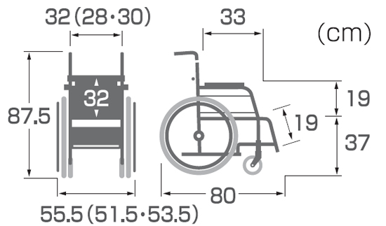 子供用車椅子(自走用) KAC32(28・30) 脚部抱き込み 介助ブレーキなし ...