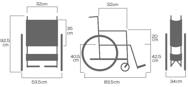 子供用車椅子Leveret MKD-L 自走用のサイズ