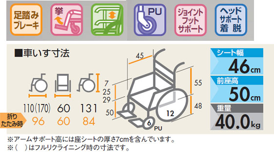 座席昇降フルリクライニング車椅子 NHR-15Bの説明