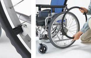 足こぎ対応低床車椅子 キックルKICKLLE 駐車ブレーキ左操作用の説明