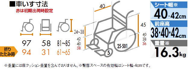 座王スタンダードタイプ車椅子 自走用 NA-501Aの説明
