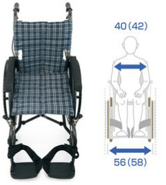 アルミ製次世代型標準車椅子 WA16-40(42)A エアタイヤ仕様 介助用のソフトタイヤ車輪