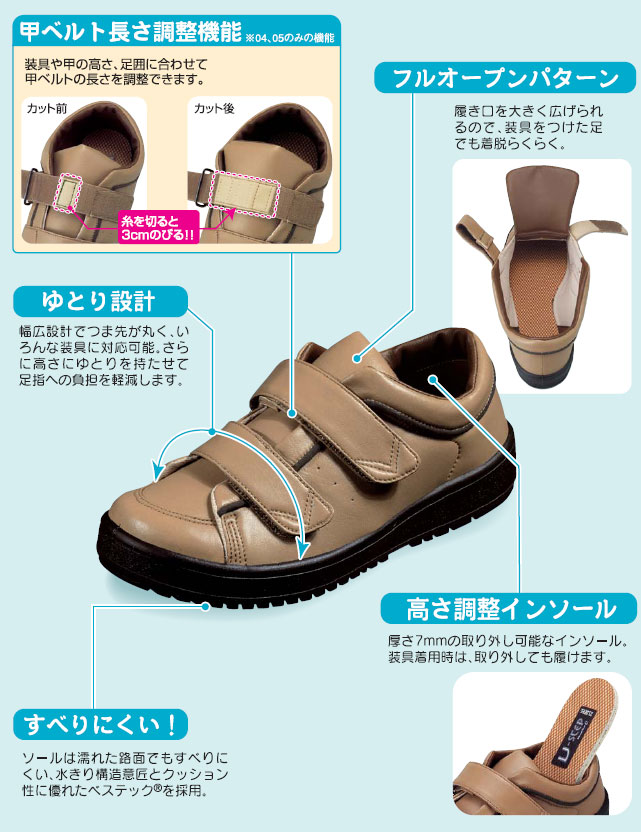 ムーンスター 装具対応介護靴 Vステップ05 婦人用 片足販売|下肢装具
