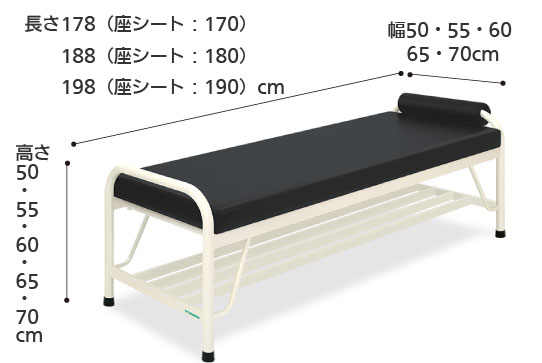 訓練ケアベッド TB-1036 訓練台・施術台・多目的トレーニングベッドのサイズ