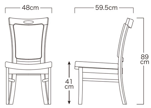 肘なしハイバックチェア2脚セット Care-011-C ホテル風 介護・福祉施設向け椅子の寸法図